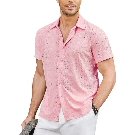 COOFANDY Mens Button Down Beach Shirt Short Sleeve Casual Vacation Shirts Summer Tropical Shirts Tops