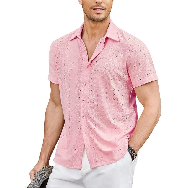 COOFANDY Mens Button Down Beach Shirt Short Sleeve Casual Vacation Shirts Summer Tropical Shirts Tops