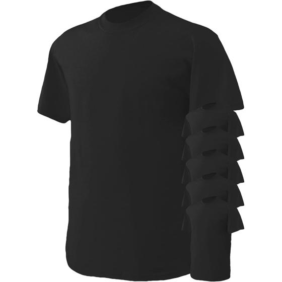 Gildan Men's Heavy Cotton T-Shirt, Black, Small. (Pack of 6)