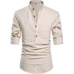 NITAGUT Men Henley Neck Long Sleeve Daily Look Linen Shirts