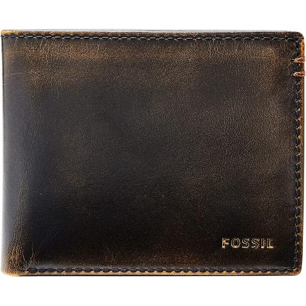 Fossil Men's Leather Bifold Wallet with Flip ID Window
