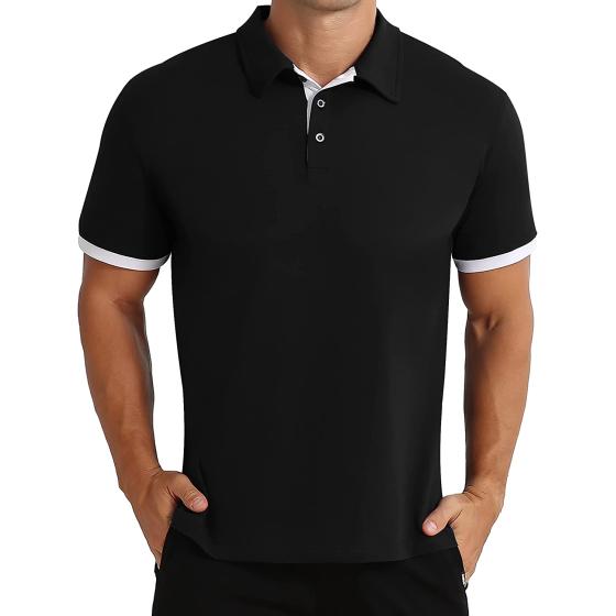 NITAGUT Mens Short&Long Sleeve Polo Shirt Casual Slim Fit Polo Tee Basic Designed Cotton Shirt for Man
