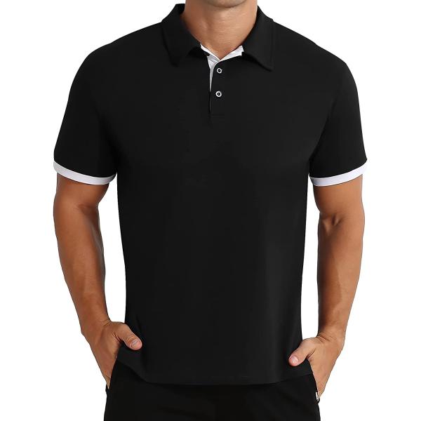 NITAGUT Mens Short&Long Sleeve Polo Shirt Casual Slim Fit Polo Tee Basic Designed Cotton Shirt for Man