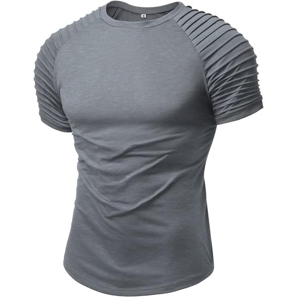 NITAGUT Men's Muscle Workout T-Shirt Pleated Raglan Short Sleeve Gym Athletic Fashion Tee Top