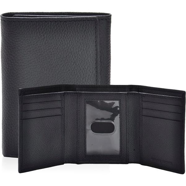 ESTALON Real Leather Wallet For Men - RFID Slim Trifold Wallets Front Pocket Credit Card Holder Tri Fold ID Window Christmas Gift