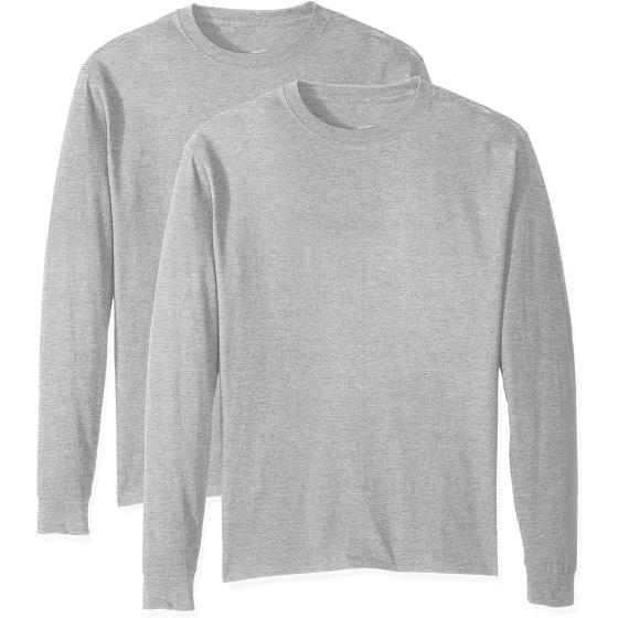 Hanes Men's Essentials Long-Sleeve T-Shirt, Crewneck Cotton T-Shirts for Men, 2-Pack