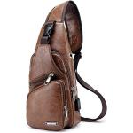 Men's Sling Bag Lightweight Waterproof Shoulder Crossbody Bag with USB Charging Port Brown