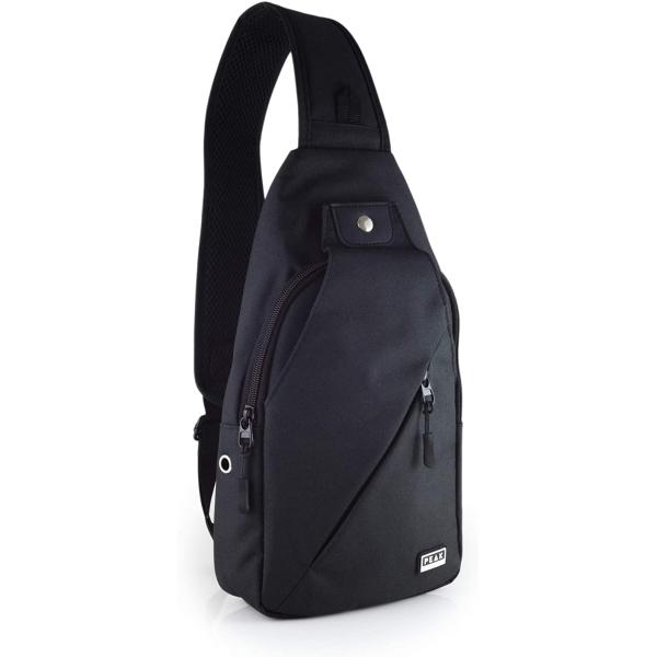 Peak Gear Sling Compact Crossbody Backpack and Day Bag (Black)