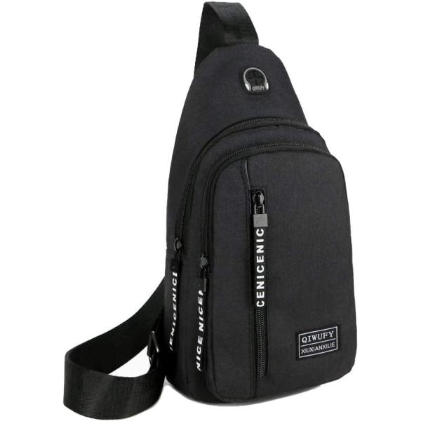 Small Sling Bag Crossbody Chest Shoulder Water Resistant Purse One Strap Travel Bag for Men Women Boys With Earphone Hole