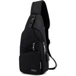 Men Women Sling Backpack Anti Theft Crossbody Shoulder Chest Bag with USB Charging Port Black