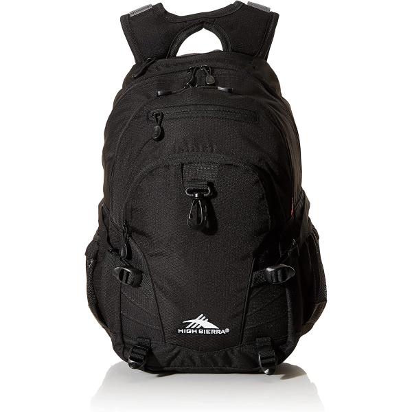 High Sierra Loop-Backpack, School, Travel, or Work Bookbag with tablet-sleeve, Black, One Size