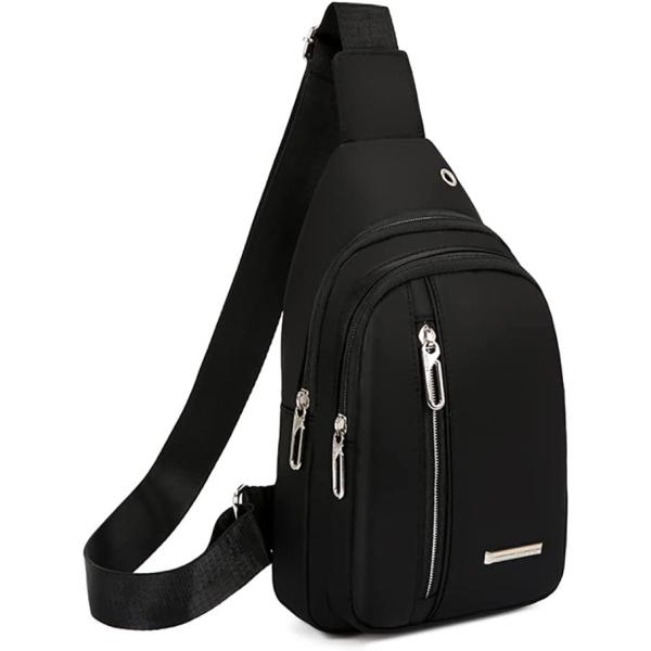 Yerchic Small Sling Bag Crossbody Shoulder Bag for Men Women Lightweight One Strap Backpack Casual Daypack for Daily Travel Outdoor, Black,5811