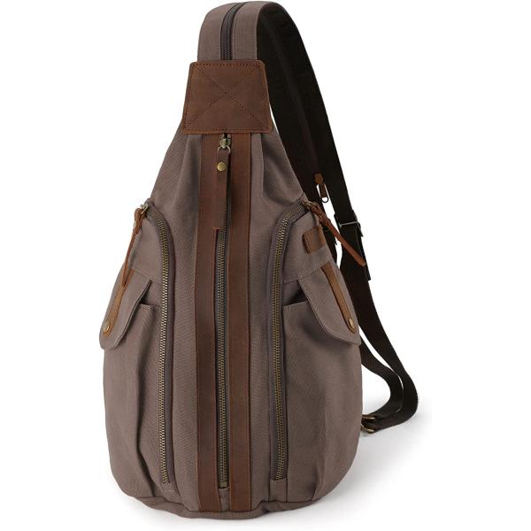 Jannloe Canvas Sling Bag Small Crossbody Backpack for Women Men Casual Shoulder Daypack Outdoor Rucksack Hiking Travel
