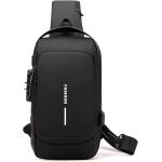 Dwenles Anti theft Crossbody Sling Bag,Waterproof Chest Daypack with USB Charging, Shoulder Backpack for Men Women (Black)
