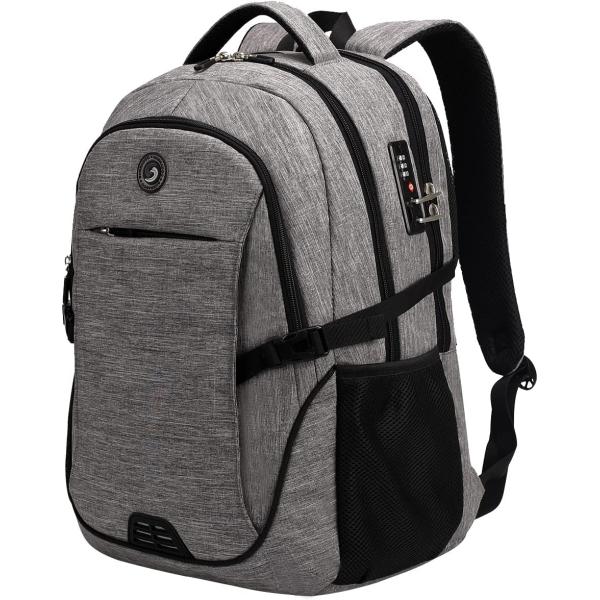 SHRRADOO Travel Laptop Backpack with usb Charging Port for Women & Men School College Students Backpack Fits 17 Inch Laptop (Grey, Large)