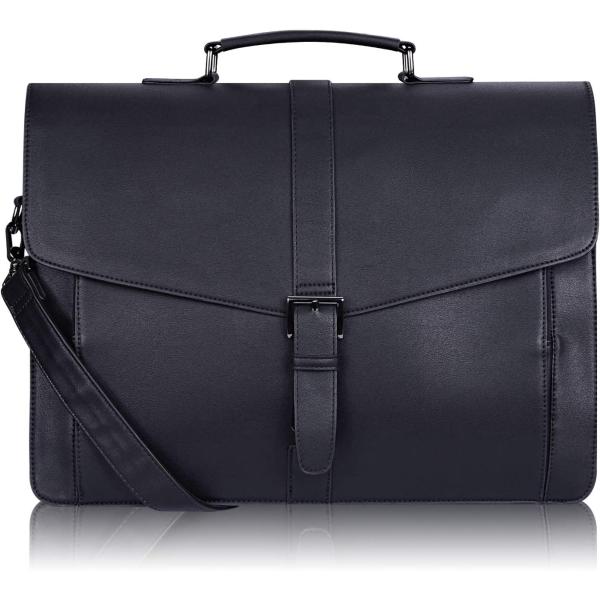 ESTARER Men's Leather Briefcase for Travel/Office/Business 15.6 Inch Laptop Messenger Bag