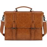 Leather Mens Messenger Bag Vintage 15.6 Inch Waterproof Leather Laptop Briefcase Large Satchel Shoulder Bag Retro Office College Computer Laptop Bag, Brown