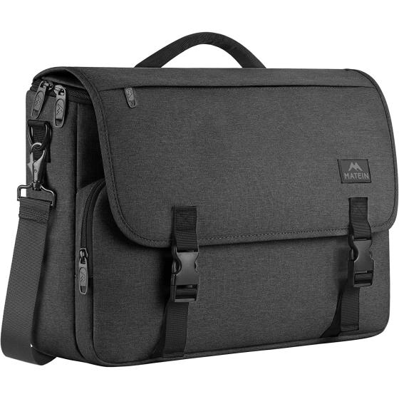 Messenger Bag for Men, Women Briefcases Lightweight Men's Laptop Bag 15.6 inch Water Resistant Crossbody School Satchel Bags for Boys Computer Work Office Bag with Shoulder Strap, Black
