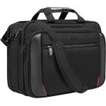 EMPSIGN Laptop Case Briefcase, 17.3 Inch Laptop Bag Expandable Messenger Bag for Men & Women Water Repellent, RFID Blocking Shoulder Bag Canvas Bag for Work, Business Commute Travel School-Black