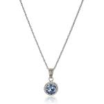 Amazon Collection Sterling Silver Crystal Halo Pendant Necklace,18"