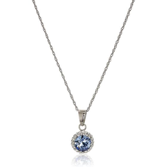 Amazon Collection Sterling Silver Crystal Halo Pendant Necklace,18"