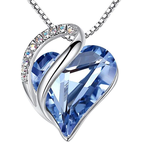 Leafael Mother's Day Necklace, Infinity Love Heart Pendant with Birthstone Crystals, Jewelry Gifts for Women, Silver Plated 18 + 2 inch Chain, Anniversary Birthday Necklaces for Wife Mom Girlfriend