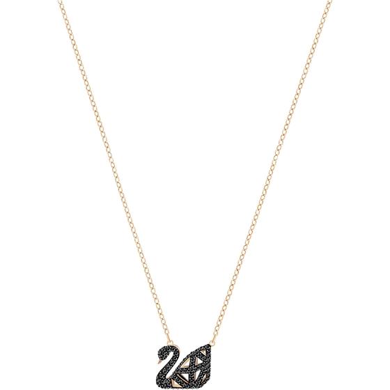 Swarovski Iconic Swan Jewelry Collection, Rose Gold Tone Finish, Black Crystals