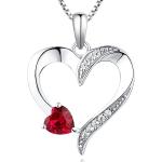 YL Heart Necklace 925 Sterling Silver Love Heart Pendant with 5MM5MM Heart Blue Sapphire/Ruby/Pink/Amethyst/Emerald/Zirconia Birthstone Women Jewelry