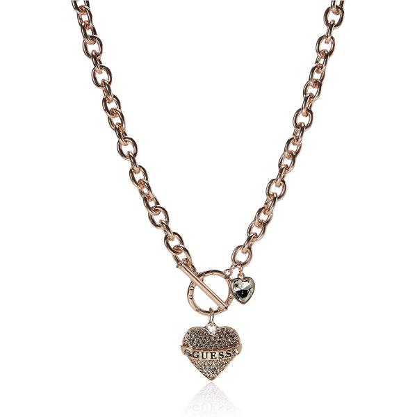 GUESS Women's Toggle Logo Charm Necklace, Rose Gold, One Size