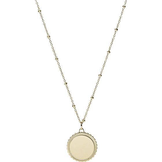 Fossil Women's Plated Stainless Steel Engravable Personalized Gift Pendant Chain Necklace