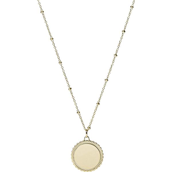 Fossil Women's Plated Stainless Steel Engravable Personalized Gift Pendant Chain Necklace