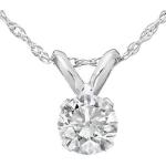14k White or Yellow Gold 1/3 Ct Diamond Round-Cut Natural Solitaire Pendant Women's 18" 14k Gold Chain Necklace