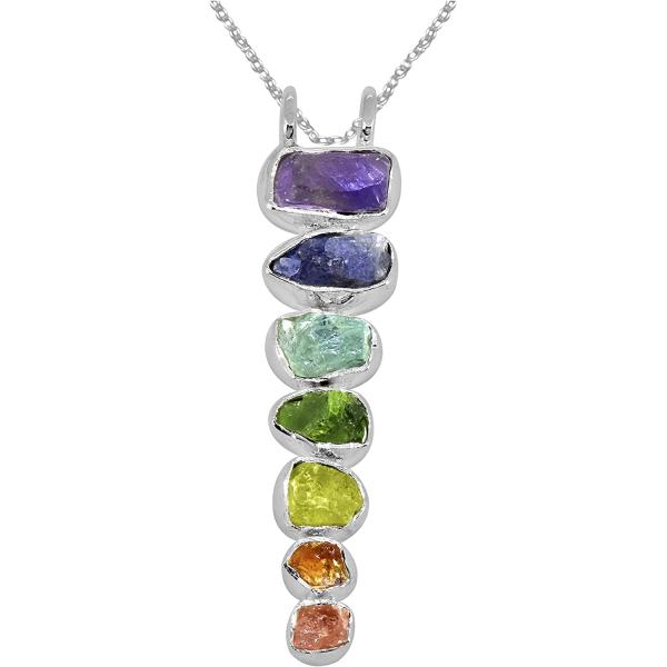 YoTreasure 925 Sterling Silver Natural Healing Crystal Point Chain Pendant Necklace