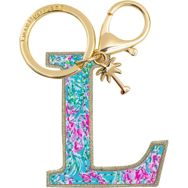 Lilly Pulitzer Leatherette Initial Keychain, Letter Bag Charm for Women