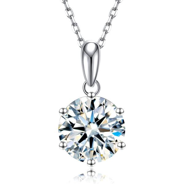 SecreTalk 2CT Moissanite Pendant Necklace 18K White Gold Plated Silver D Color Ideal Cut Diamond Necklace for Women with Certificate of Authenticity