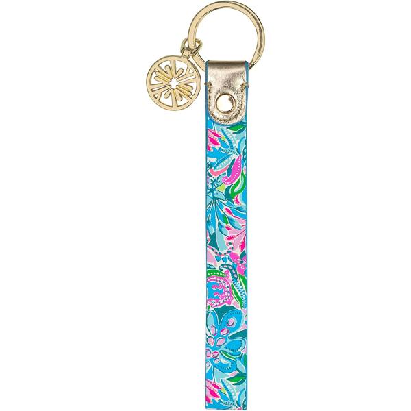 Lilly Pulitzer Durable Leatherette Strap Key Chain, Cute Wristlet Keychain Accessory with Metal Ring