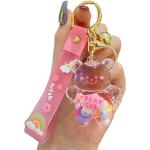 Kawaii Keychain Bear Liquid Floating Quicksand Cute Keychains Bag Charm Wristlet Bracelet Key Ring for Women Girl