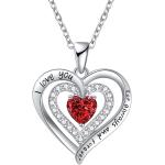 REDBEE Wife Jewelry 18K Rose Gold 925 Sterling Silver Plated Birthstone Jewelry Heart Pendant Necklace for Women, Birthday Jewelry for Girlfriend, Valentine's Day for Wife, Mother's Day for Mom Grandma, Gifts for Her on Wedding Anniversary Christmas