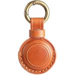 KEEPXYZ Genuine Leather Airtag Holder Suitable for Apple Airtag Keychain Leather, Small Air Tag Holder with Key Rings, Protective Airtag Case Cover Accessories - Brown V1.0