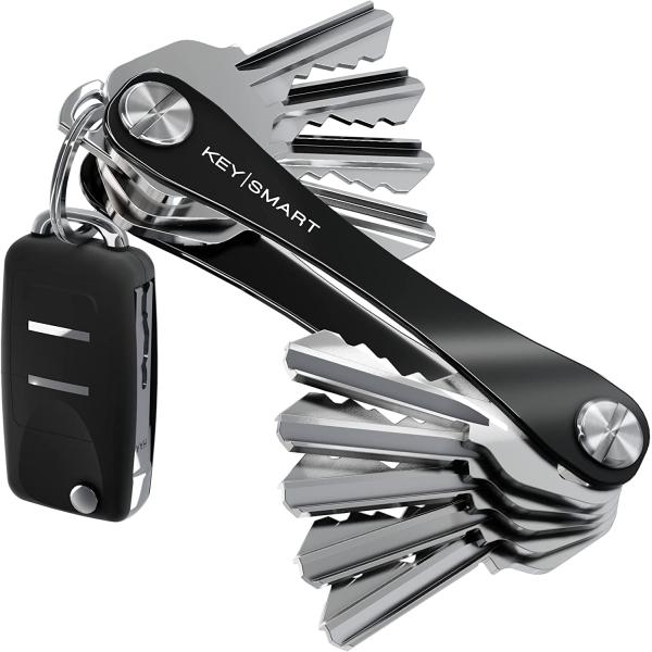 KeySmart Compact Minimalist Pocket-Sized Key Holder and Key Organizer, EDC Key Carrier w Key Ring Loop Piece for Car Key Fob Keychain Accessories for Men, Husband and Dad