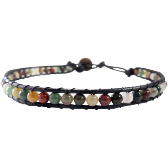Infinityee888 Anklet Jasper Stone Ankle Bracelet 10 Inches Woven with Leather Cord Beautiful Handmade Hippie Bohemian Unisex Gift Anklet for Men Anklet for Women and Teenage