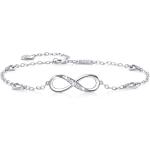 Billie Bijoux Womens 925 Sterling Silver Infinity Anklet Bracelet Endless Love Symbol Charm Adjustable Large Bracelet Mother's Day Gift for Women
