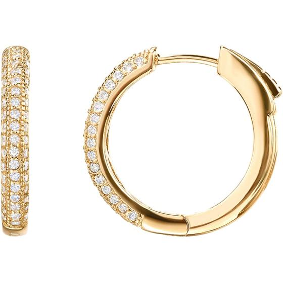 PAVOI 14K Gold Plated 925 Sterling Silver Cubic Zirconia Hoop Earrings