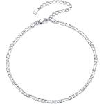 ChicSilver 925 Sterling Silver Ankle Bracelet for Women, Simple Durable Cuban Link/Figaro/Twist Rope Chain Anklets for Beach Party(with Gift Box)