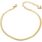 QJLE 18K Gold Plated Flat Snake Chain Link Dainty Ankle Bracelets for women, Boho Cute Summer Beach Anklet Foot Jewelry