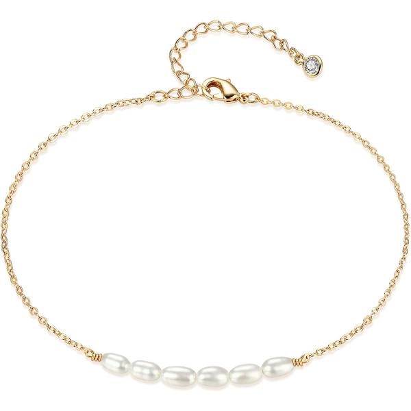 WEARON Anklet for Women, 14K Gold Plated Simple Summer Beach Boho Foot Chain Jewelry