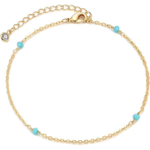 MEVECCO Anklet for Women Gold Chain 14K Gold Plated Dainty Boho Beach Summer Simple Foot Jewelry Ankle Bracelet for Girls