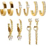 5 Pairs Gold Silver Huggies Hoop Earrings Set for Women Girls Small Dangle Chain Hoop Earrings Jewelry for Gifts