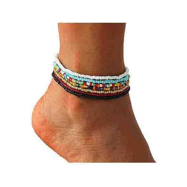 VFlowee Boho Handmade Beaded African Anklets Multicolor Women Stretch Seed Beads Rainbow Ankle Bracelets Glass Bead Bracelet Elastic Foot and Hand Chain Jewelry