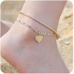 Yooblue Initial Ankle Bracelets for Women, 14K Gold Filled Dainty Heart Initial Anklet Foot Jewelry Gold Anklets for Women Teen Girls Summer Gifts